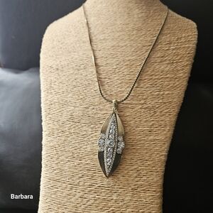 J Crew Brass & Crystal Pendant Necklace